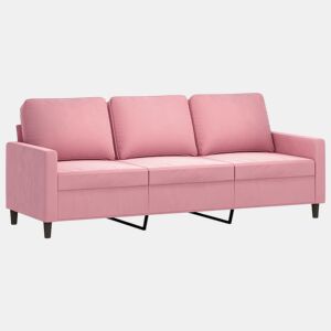 vidaXL Sofá de 3 lugares 180 cm veludo rosa
