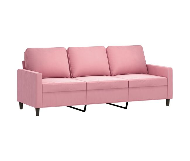 Vidaxl sofá de 3 plazas terciopelo rosa 180 cm
