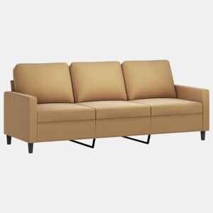 vidaXL Sofá de 3 lugares 180 cm veludo castanho