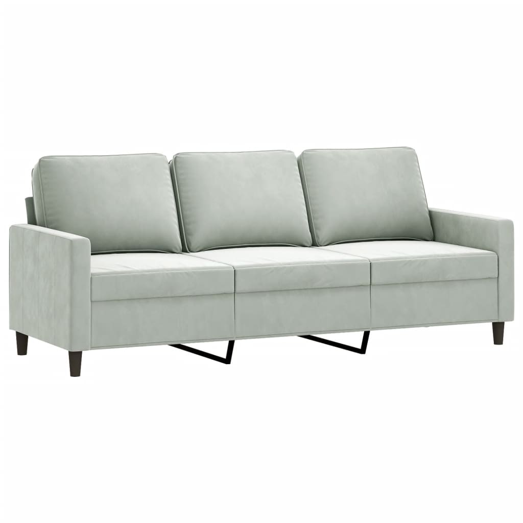 Sofá 3 Plazas Terciopelo Gris Claro VidaXL - Conforama