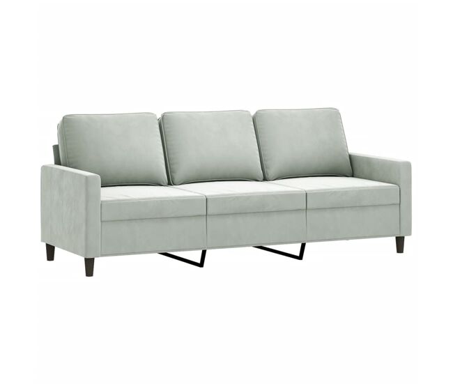 Sofá 3 Plazas Terciopelo Gris Claro VidaXL - Conforama