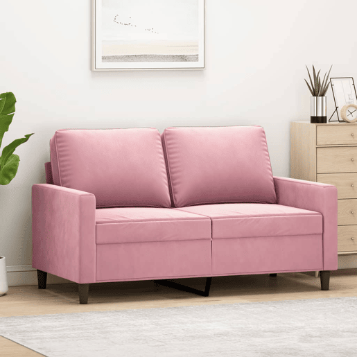 vidaXL Sofá de 2 lugares veludo 120 cm rosa