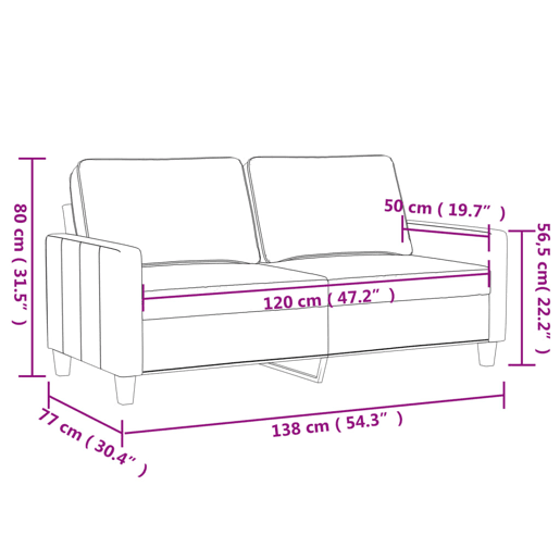 vidaXL Sofá de 2 lugares veludo 120 cm rosa