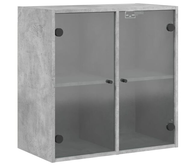 Vidaxl mueble de pared puertas de vidrio gris hormigón 68x37x68,5 cm