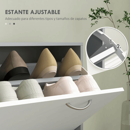 HOMCOM Móvel Cabide de Entrada de 3 Peças Armário de Entrada com Cabide Espelho Sapateira e Gaveta 90x10x102 cm Branco e Cinza
