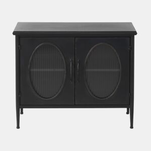 Cômoda Com Estrutura Metálica, Porta Com Vidro Oval