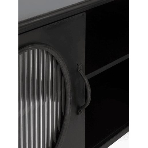 Cômoda Com Estrutura Metálica, Porta Com Vidro Oval