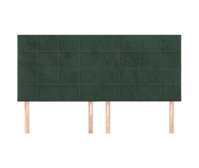 Cabeceros 4 unidades de terciopelo verde oscuro 80x5x78/88 cm alto