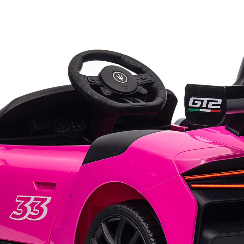 Coche Eléctrico Maserati GT2 Para Niños | 12V Con Mando A Distancia | Faros LED Y Música | +3 Años | Rosa