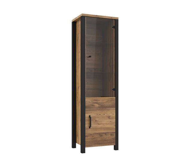 Vitrina 2 puertas lyam madera y negro
