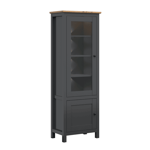 Vitrina de 2 portas com LED Duck Cinzento antracite e madeira