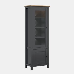 Vitrina de 2 portas com LED Duck Cinzento antracite e madeira