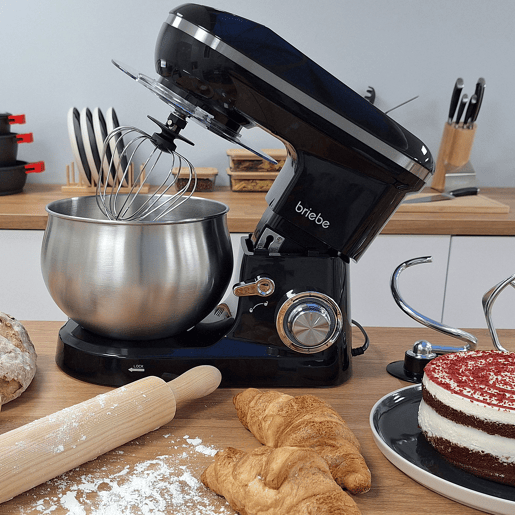 Briebe KM1164 Batedeira Planetária com Taça Profissional, Robô de Cozinha, 5L, 6 Velocidades,Tela tátil LED, 1800, Preto