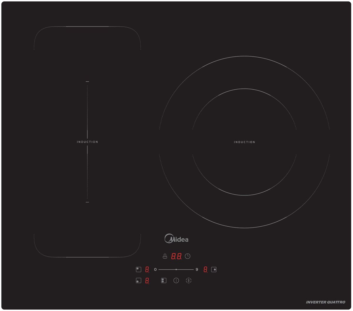 Midea MIH740T279K0 Placa inducción  con 3 zonas de cocción