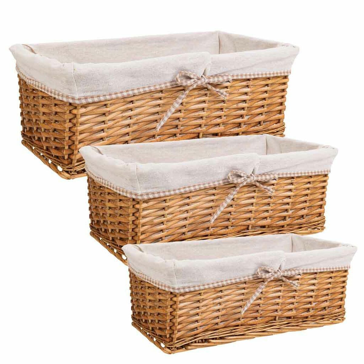 Juego de cestos alexandra house living natural mimbre madera de sauce 3 piezas
