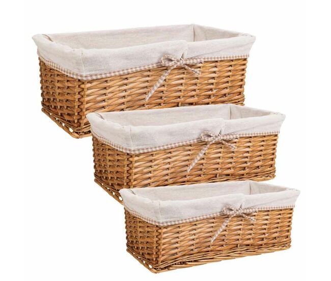Juego de cestos alexandra house living natural mimbre madera de sauce 3 piezas