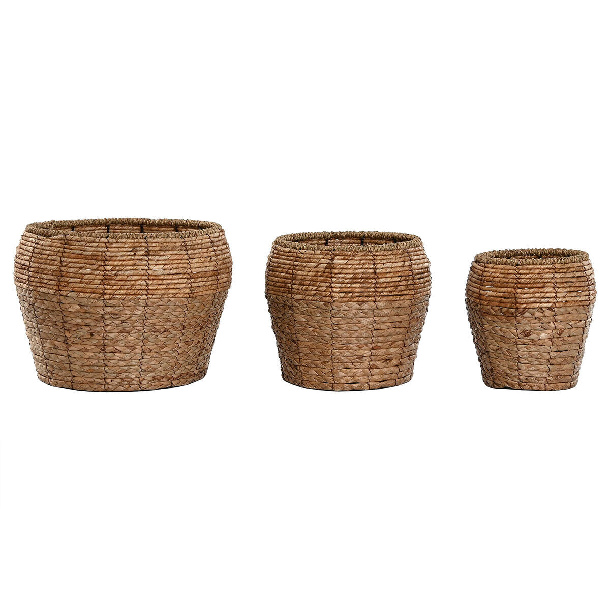 Set de maceteros home esprit natural metal fibra tropical 32 x 32 x 25 cm