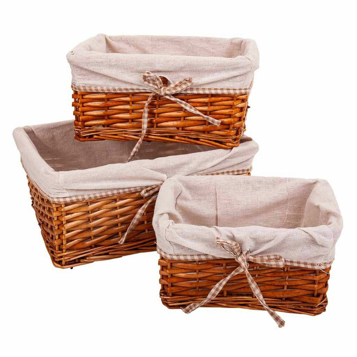 Juego de cestos alexandra house living natural mimbre madera de sauce 3 piezas