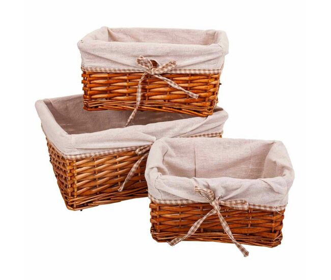 Juego de cestos alexandra house living natural mimbre madera de sauce 3 piezas