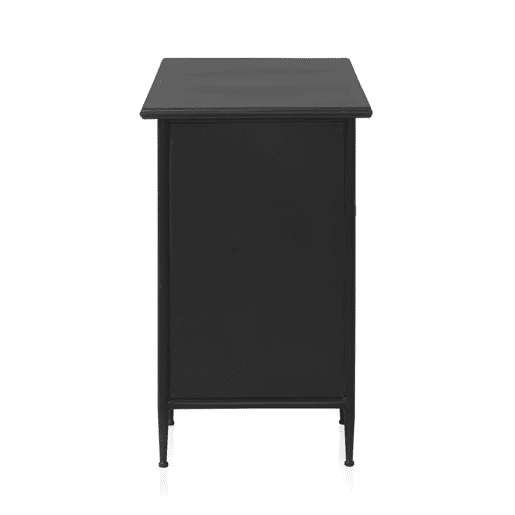 Mesa Com Estrutura De Metal, Porta De Vidro Oval E 2 Gavetas