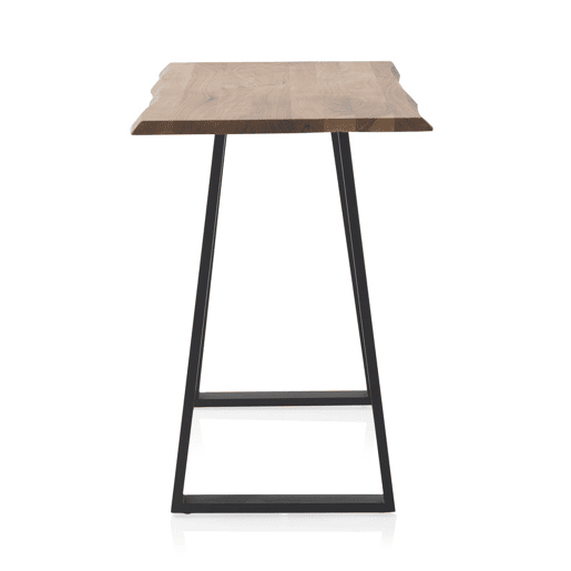 Mesa De Bar 130X70 Madeira Maciça De Acácia 25 Mm De Espessura Com Pernas De Metal Preto
