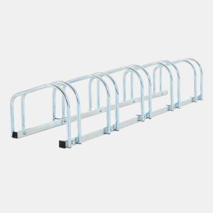 HOMCOM Estacionamento para 5 Bicicletas Suporte de Aço para Estacionar Bicicletas no Chão para Interior e Exterior 145x33x27cm Prata