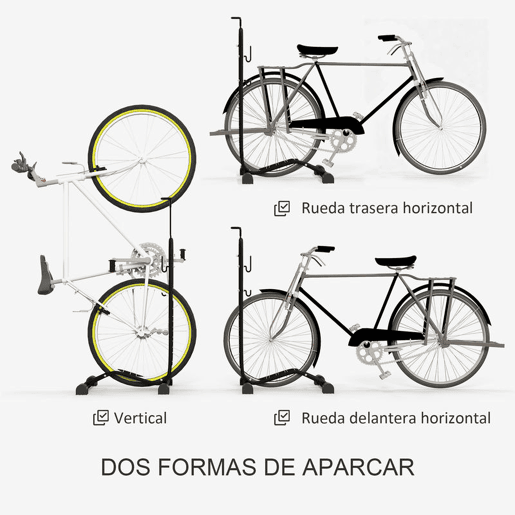 SPORTNOW Suporte para bicicletas de piso, estacionamento vertical e horizontal para bicicletas com ganchos ajustáveis u200Bu200Bpara bicicletas de 6 a 28 polegadas e 700 C preto