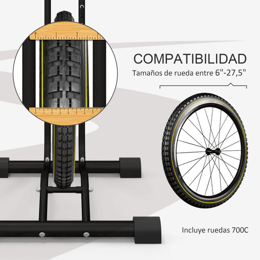 SPORTNOW Suporte para bicicletas de piso, estacionamento vertical e horizontal para bicicletas com ganchos ajustáveis u200Bu200Bpara bicicletas de 6 a 28 polegadas e 700 C preto