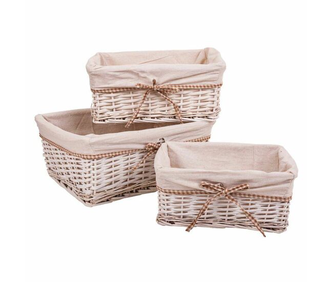 Juego de cestos alexandra house living blanco mimbre madera de sauce 3 piezas