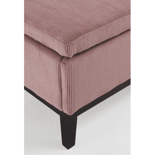 Banco De Tronco Estofado Rosa Pastel Com Pernas De Madeira Preta
