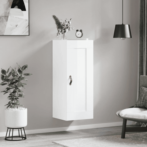 vidaXL Armário parede 34,5x34x90 cm derivados madeira branco brilhante vidaXL Armário parede 34,5x34x90 cm derivados madeira branco brilhante