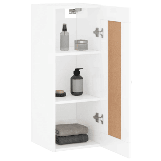vidaXL Armário parede 34,5x34x90 cm derivados madeira branco brilhante vidaXL Armário parede 34,5x34x90 cm derivados madeira branco brilhante