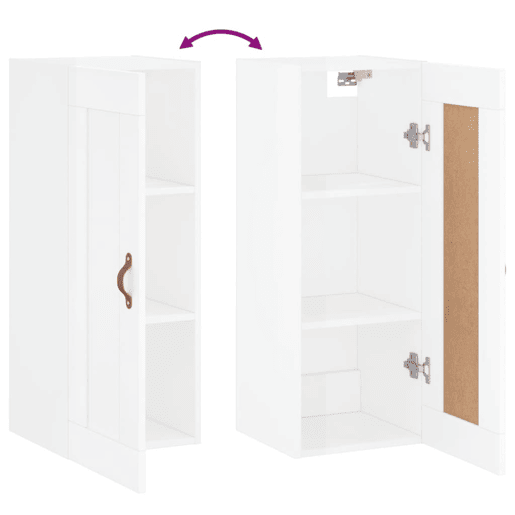 vidaXL Armário parede 34,5x34x90 cm derivados madeira branco brilhante vidaXL Armário parede 34,5x34x90 cm derivados madeira branco brilhante