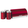Briebe BB1161 Conjunto de Caixa de Pão + 3 Boiões de Cozinha Aço Inoxidável, Contentor com Tampa Deslizante, , Vermelho  Aço Inoxidável