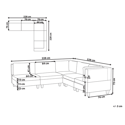 Sofá de canto modular UNSTAD Pele sintética Preto 5 lugares à esquerda