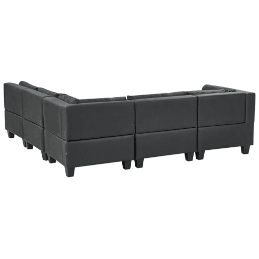 Sofá de canto modular UNSTAD Pele sintética Preto 5 lugares à esquerda