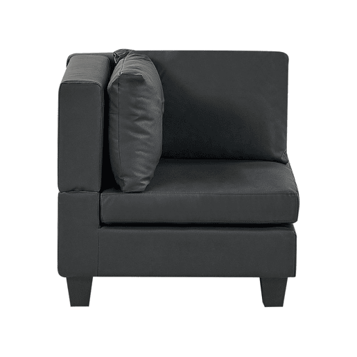 Sofá de canto modular UNSTAD Pele sintética Preto 5 lugares à esquerda