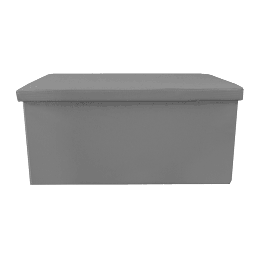 Puff Otomano Retangular Dobrável Armazenamento em Couro Sintético 76x38x38cm | Página inicial de Nyana | Estilo Otomano | Couro sintético resistente | Preto, cinza e bege
