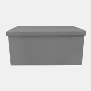 Puff Otomano Retangular Dobrável Armazenamento em Couro Sintético 76x38x38cm | Página inicial de Nyana | Estilo Otomano | Couro sintético resistente | Preto, cinza e bege