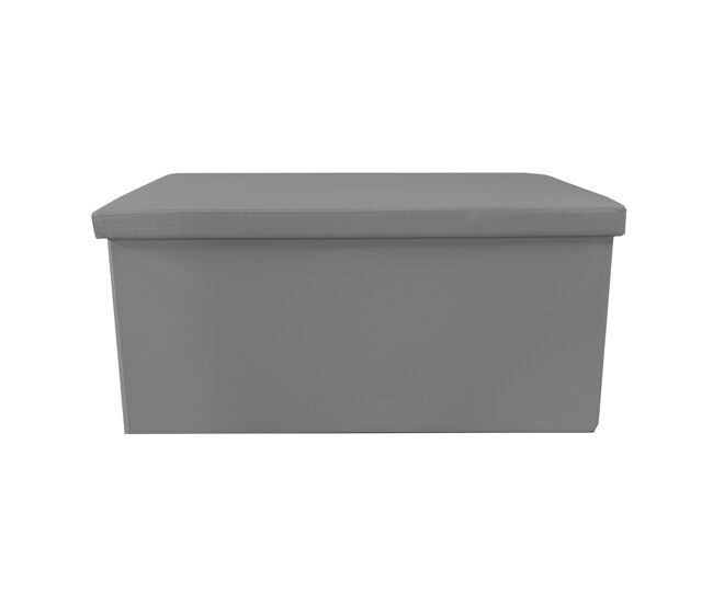 Puff ottoman almacenaje rectangular polipiel plegable 76x38x38cm | nyana home | estilo otomano | polipiel resistente | negro, gris y beige