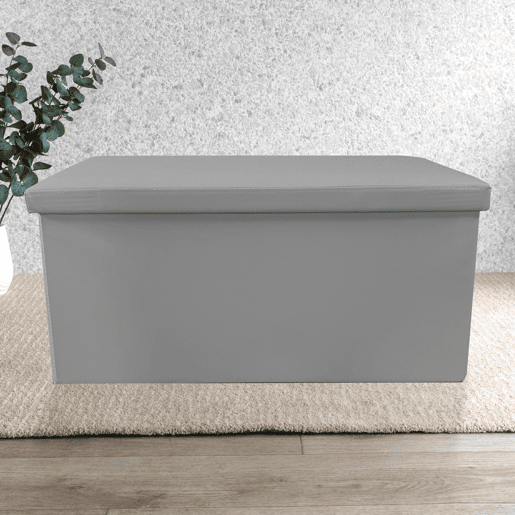Puff Otomano Retangular Dobrável Armazenamento em Couro Sintético 76x38x38cm | Página inicial de Nyana | Estilo Otomano | Couro sintético resistente | Preto, cinza e bege