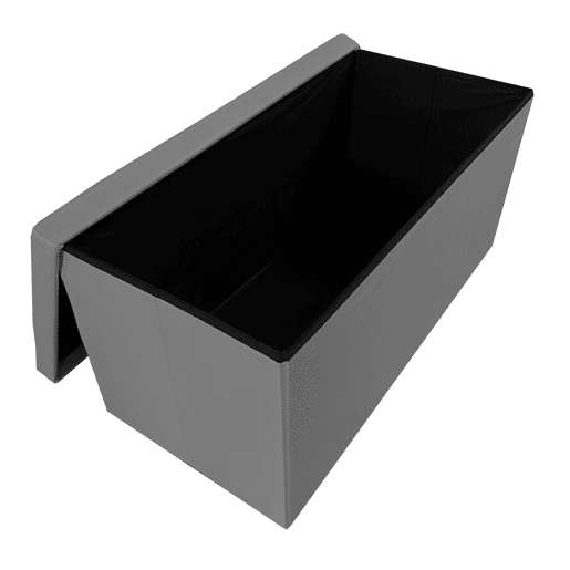 Puff Otomano Retangular Dobrável Armazenamento em Couro Sintético 76x38x38cm | Página inicial de Nyana | Estilo Otomano | Couro sintético resistente | Preto, cinza e bege