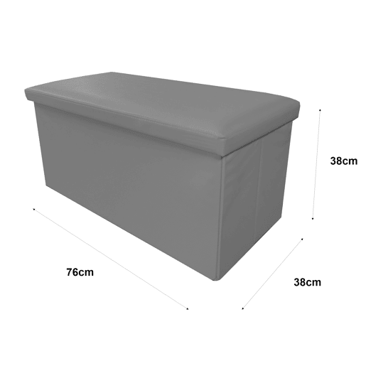 Puff Otomano Retangular Dobrável Armazenamento em Couro Sintético 76x38x38cm | Página inicial de Nyana | Estilo Otomano | Couro sintético resistente | Preto, cinza e bege