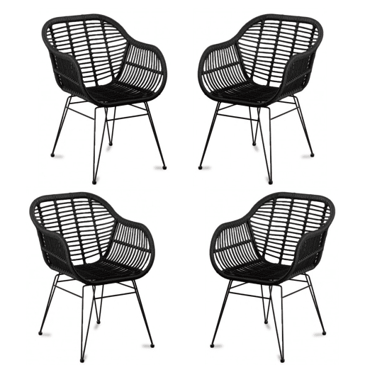 Pack de 4 cadeiras de jantar em vime - Midi Pack de 4 cadeiras de jantar em vime - Midi