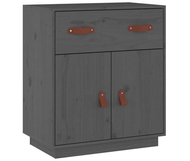 Vidaxl aparador de madera maciza de pino gris 65,5x40x75 cm