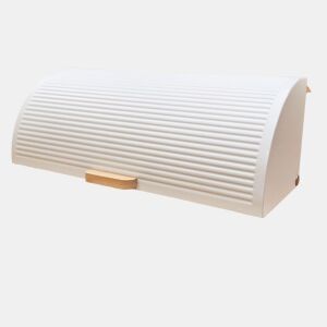 Briebe BB1162 Caixa de Pão para Guardar Pão, Madeira de Bambu, Tampa Deslizante, Bread Box para Armazenamento, , Branco