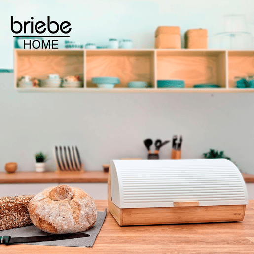 Briebe BB1162 Caixa de Pão para Guardar Pão, Madeira de Bambu, Tampa Deslizante, Bread Box para Armazenamento, , Branco