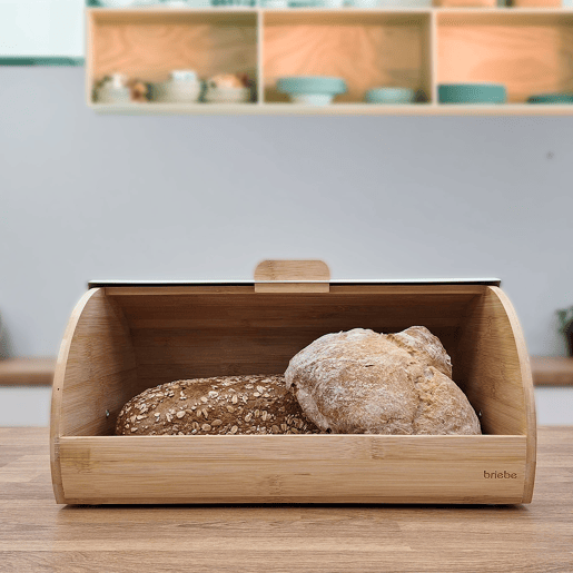 Briebe BB1162 Caixa de Pão para Guardar Pão, Madeira de Bambu, Tampa Deslizante, Bread Box para Armazenamento, , Branco