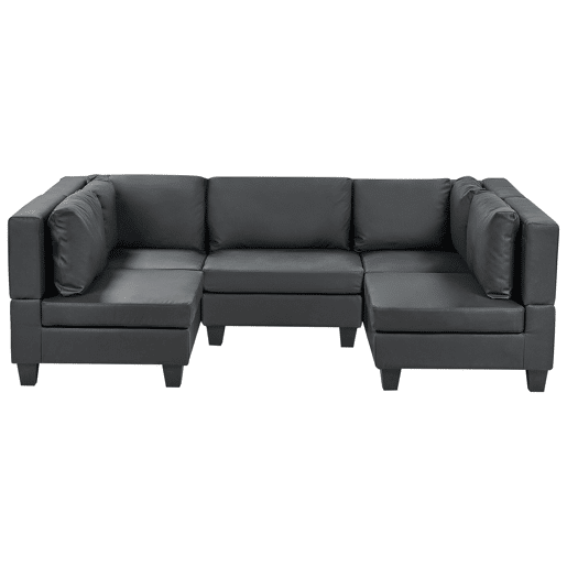 Sofá modular em forma de U UNSTAD Pele sintética Preto 5 lugares