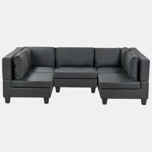 Sofá modular em forma de U UNSTAD Pele sintética Preto 5 lugares